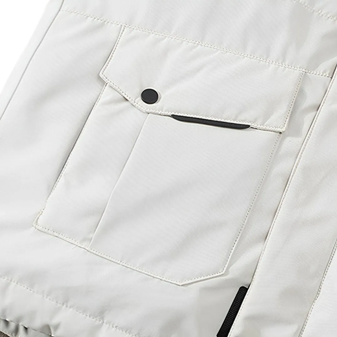 abbee White 2XL Winter Fur Hooded Down Jacket Stylish Lightweight Quilted Warm Puffer Coat