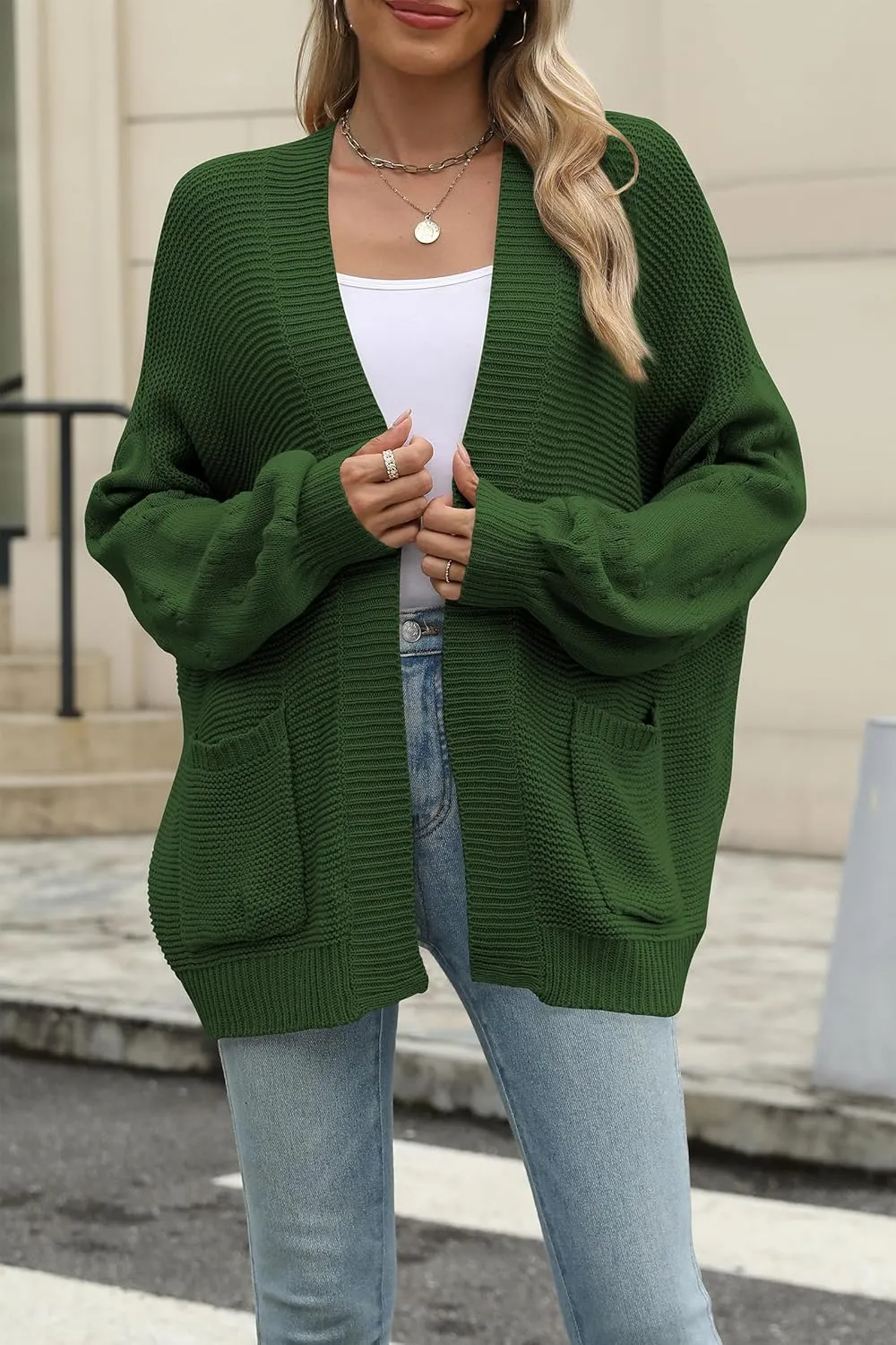 Cakulo Womens 2025 Oversized Chunky Cardigan Sweaters Fall Fashion Open Front Knit Long Sleeve Pockets Cardigans