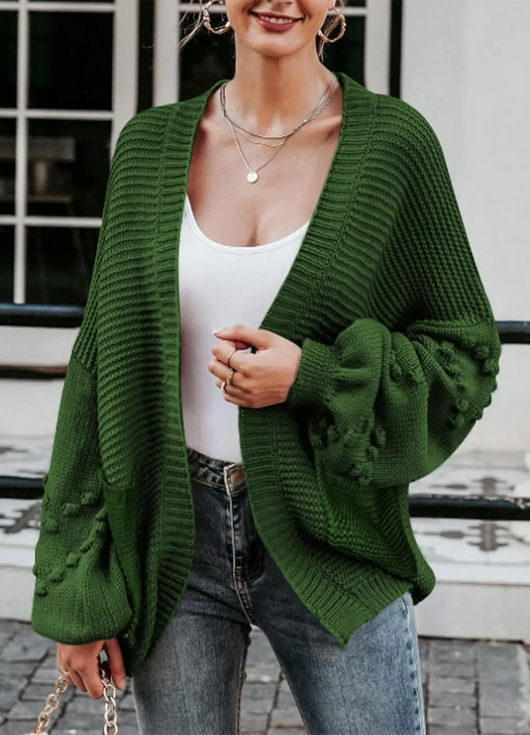 Cakulo Womens 2025 Oversized Chunky Cardigan Sweaters Fall Fashion Open Front Knit Long Sleeve Pockets Cardigans