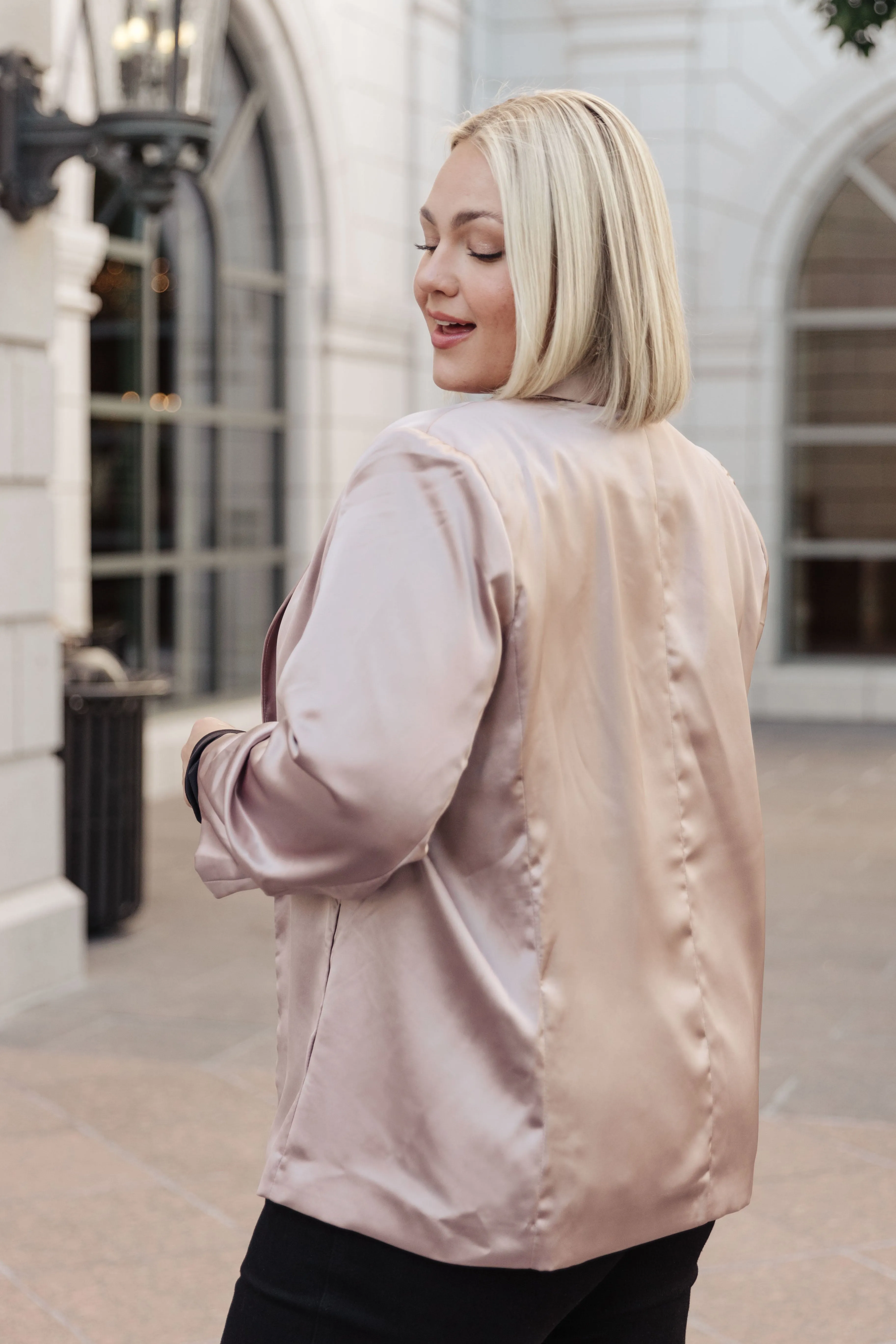 Champagne and Roses Satin Blazer - 11/6/2023