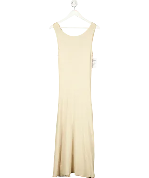Fig & Basil Beige Knitted Rib Midaxi Dress UK 12