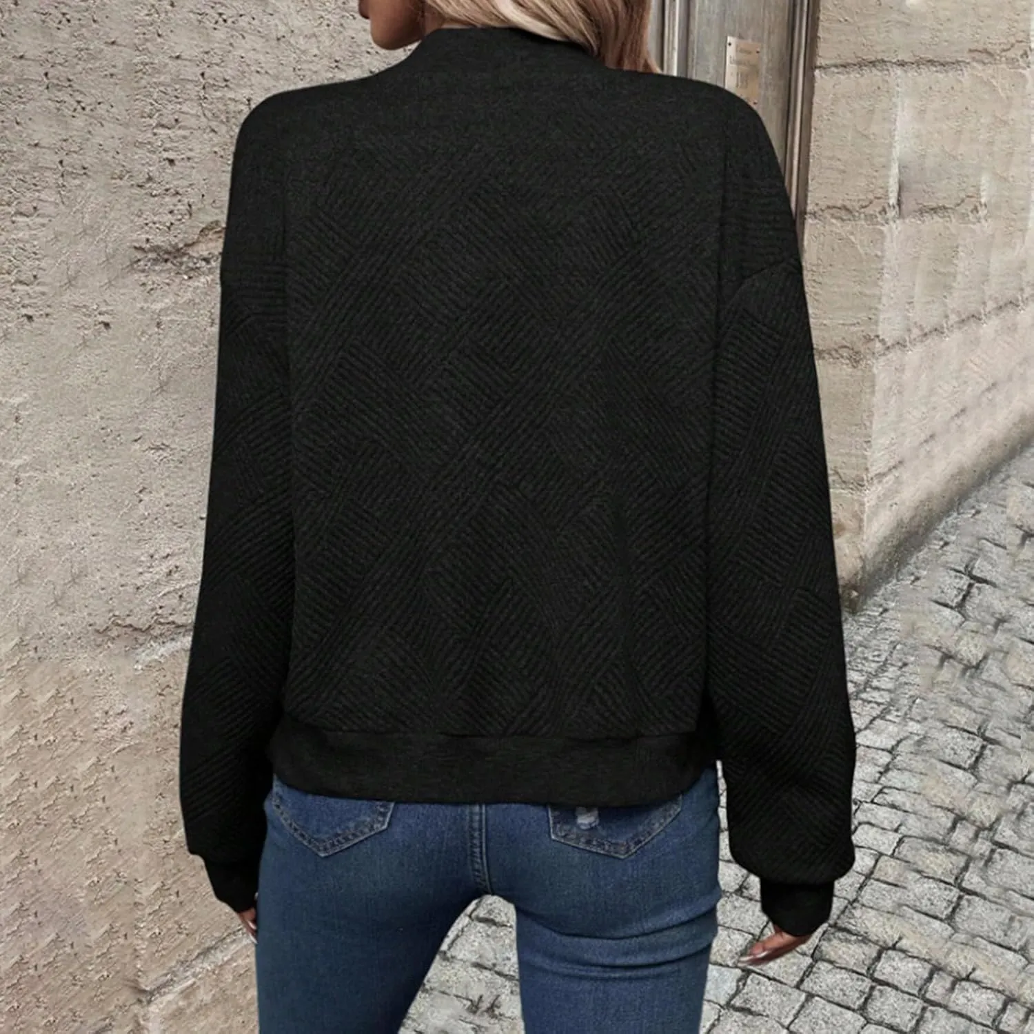 Fleece Jackets for Women Lightweight Full Zip Bomber Jacket Soft Long Sleeve Zip Up Hoodies Crew Neck Sweatshirt