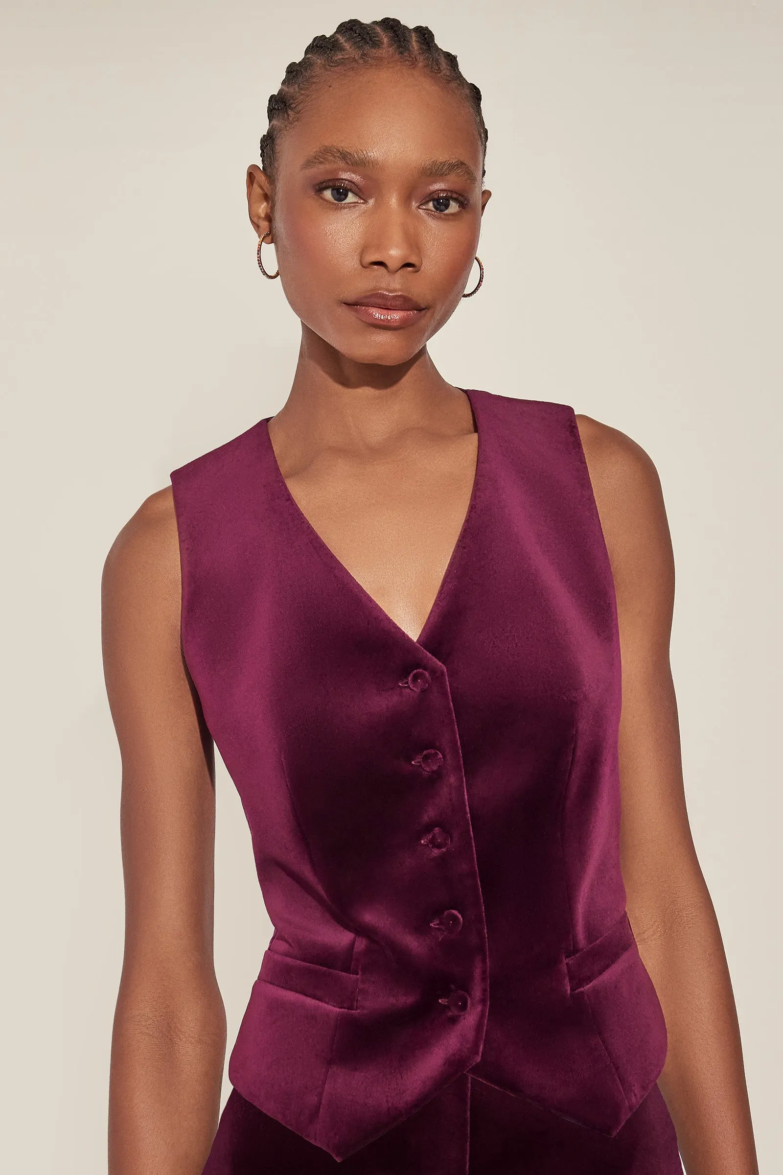 Tuxedo Waistcoat Plum Velvet