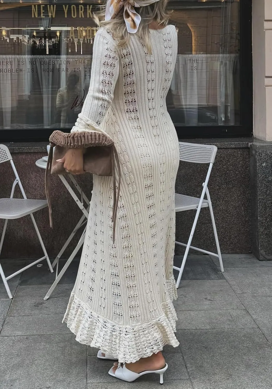 Unybwonn Women Cropped Cardigan Sweater Bell Long Sleeve Knit Crochet Cardigan Crop Top Casual Hollow Out Bolero Shrug