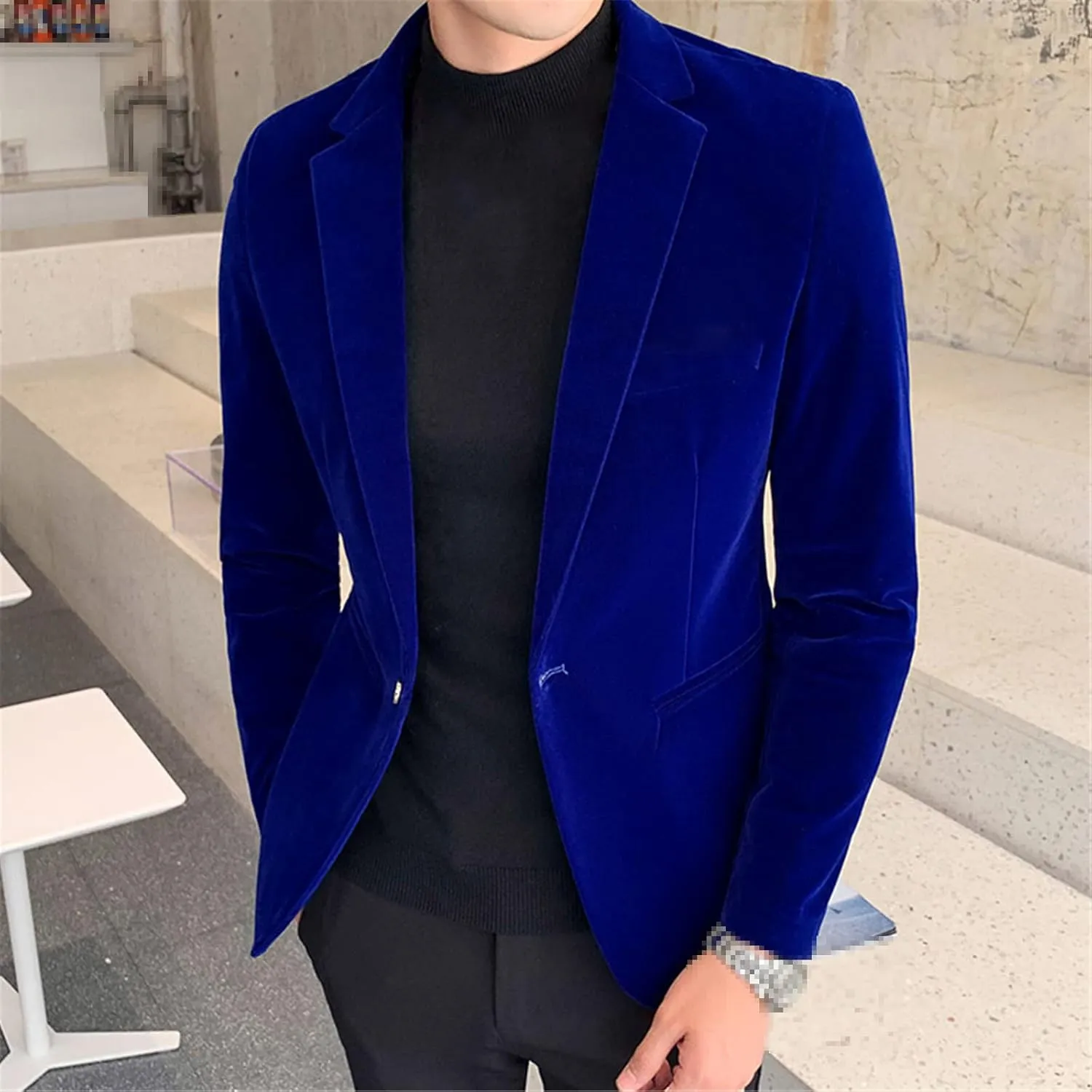Velvet Blazer Men Fashion Casual Blazer Men Wedding Groom Singer Costume Slim Blazer Formal Evening Dress