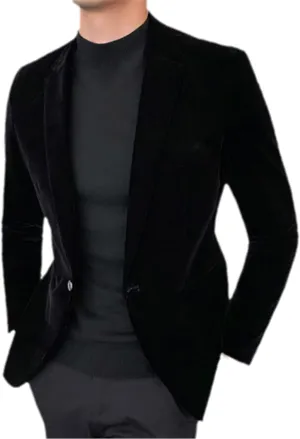 Velvet Blazer Men Fashion Casual Blazer Men Wedding Groom Singer Costume Slim Blazer Formal Evening Dress