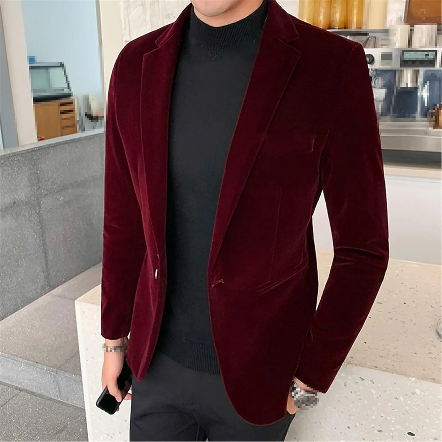 Velvet Blazer Men Fashion Casual Blazer Men Wedding Groom Singer Costume Slim Blazer Formal Evening Dress