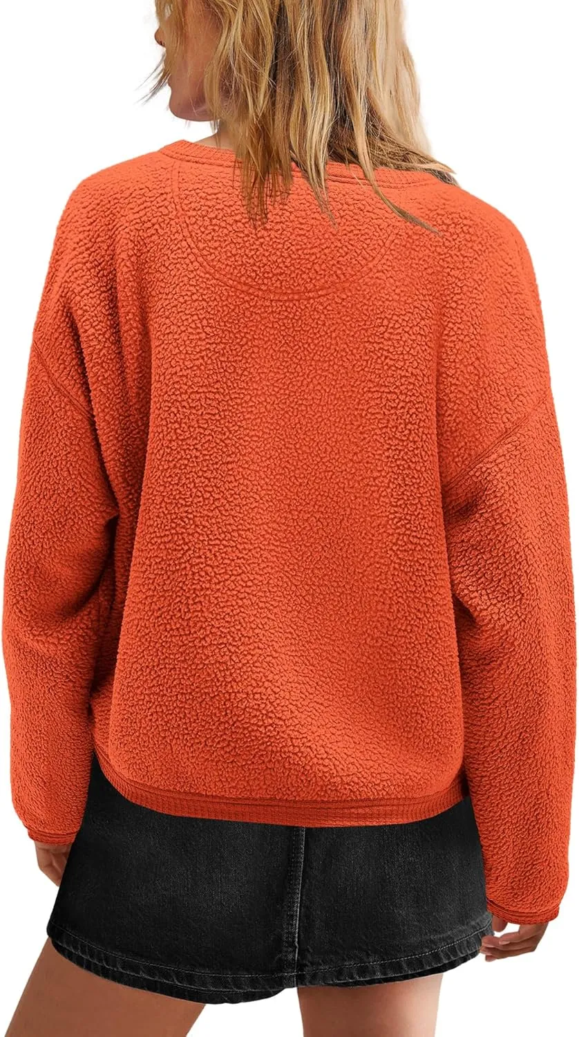 Yanekop Womens Sherpa Jacket Button Down Fleece Winter Coat Fuzzy Jackets Chunky Cardigan Sweaters Open Knit Sweater